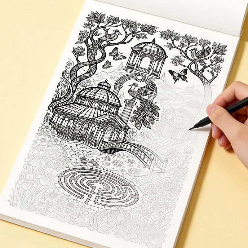 One Adult Decompression Hand Drawn Graffiti Book,  Artistic Line Drawing Imitation Book, Including Figures/landscapes/plants