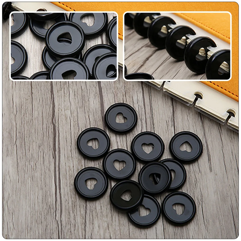 20 قطعة من أقراص أوراق الشجر السائبة المتجمدة، حلقات مخططة بلاستيكية، تصميم قلب مجوف لمنظم دفتر الملاحظات #5