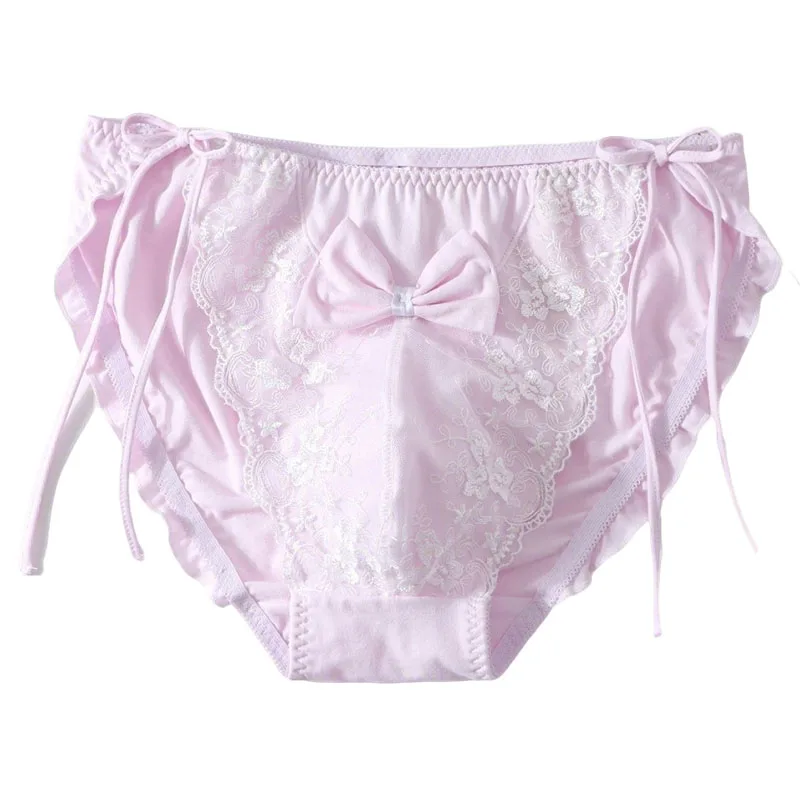

Хлопковое нижнее белье Sissy Maid, мужские сексуальные трусики на шнуровке, милые мягкие дышащие кружевные трусы с бантом в стиле Лолиты, нижнее белье