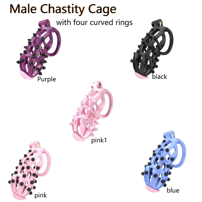 قفص العفة للذكور جهاز العفة الكبير مع 5 أحجام خواتم ومسامير أظافر من السيليكون للرجل مثلي الجنس القضيب ممارسة عبودية الجنس لعب