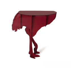 French Ibrid Diva Ostrich Queen, several tables at the entrance, designer sales office soft display window frames