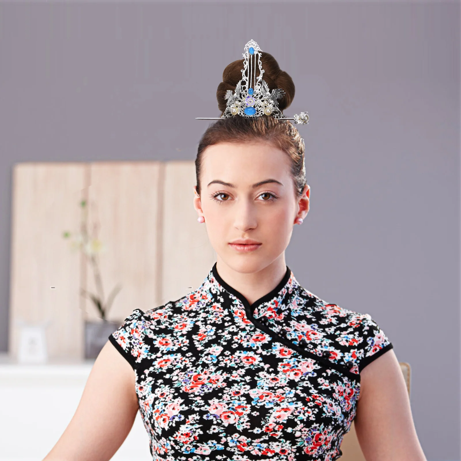 

Small Crane Hairpin Accessories Chinese Wedding Hair Stick Crown Retro Design Elegant Hairstyle Traditional Ancient Coronet Pin
