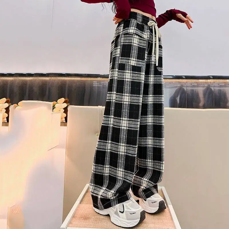 Girls Fleece Lined Pants Winter Thick Warm Wide Leg Casual Trousers Kids Fashion Long Bottoms 5