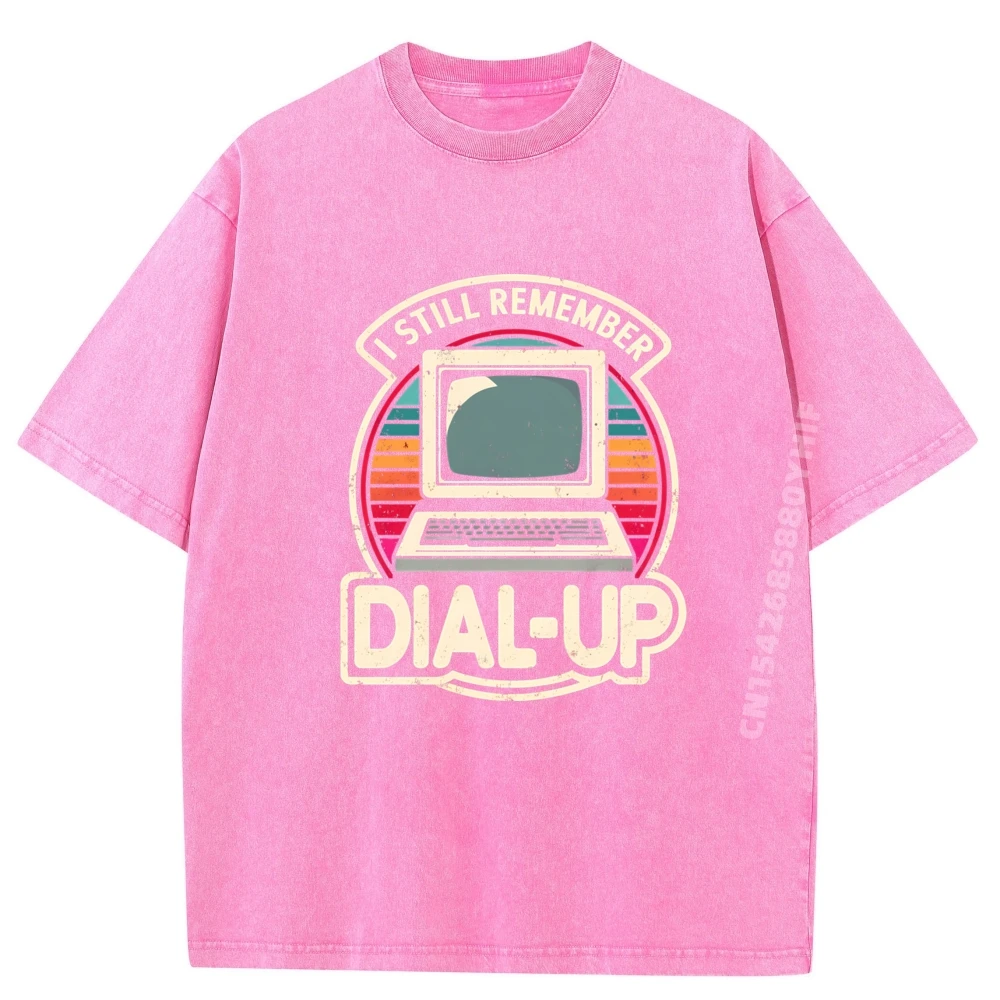 

Hip hop Retro Dial Up Internet Computer Man T-shirts Women Classic Autumn Tops Tees Oversized Graphic Tops Washed Tshirt
