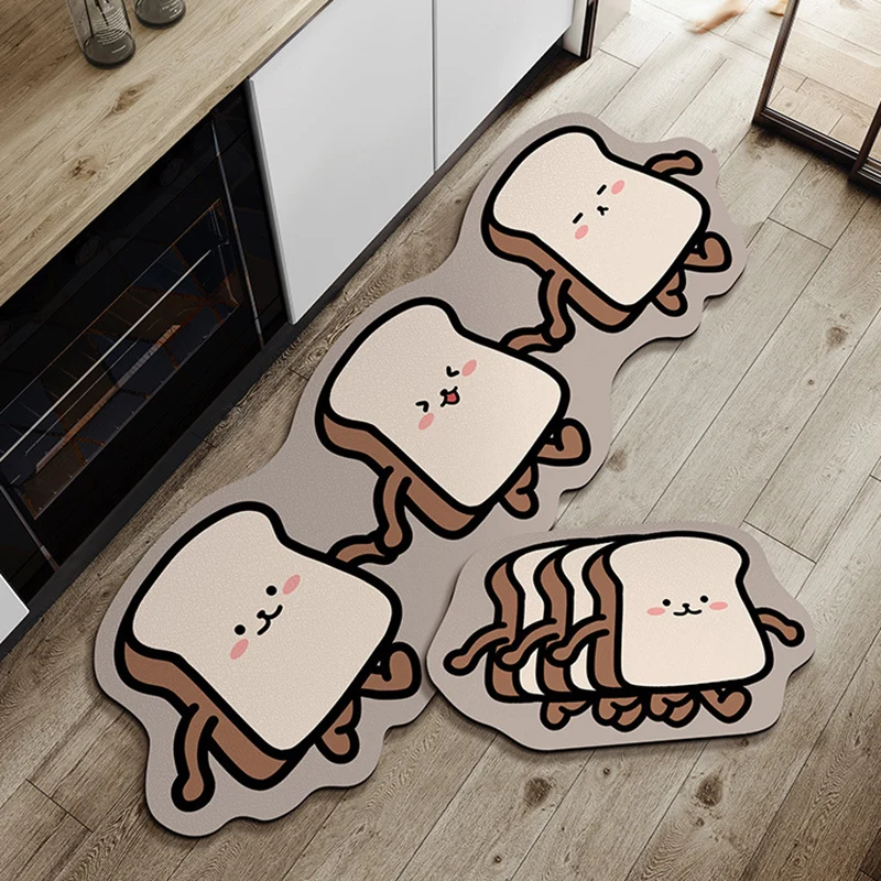 Cartoon Kitchen Floor Mat Absorbent Kitchen Rug Crystal Velvet Pad Bath Pad Anti-Slip Carpet Entrance Doormat Long Strip Carpet