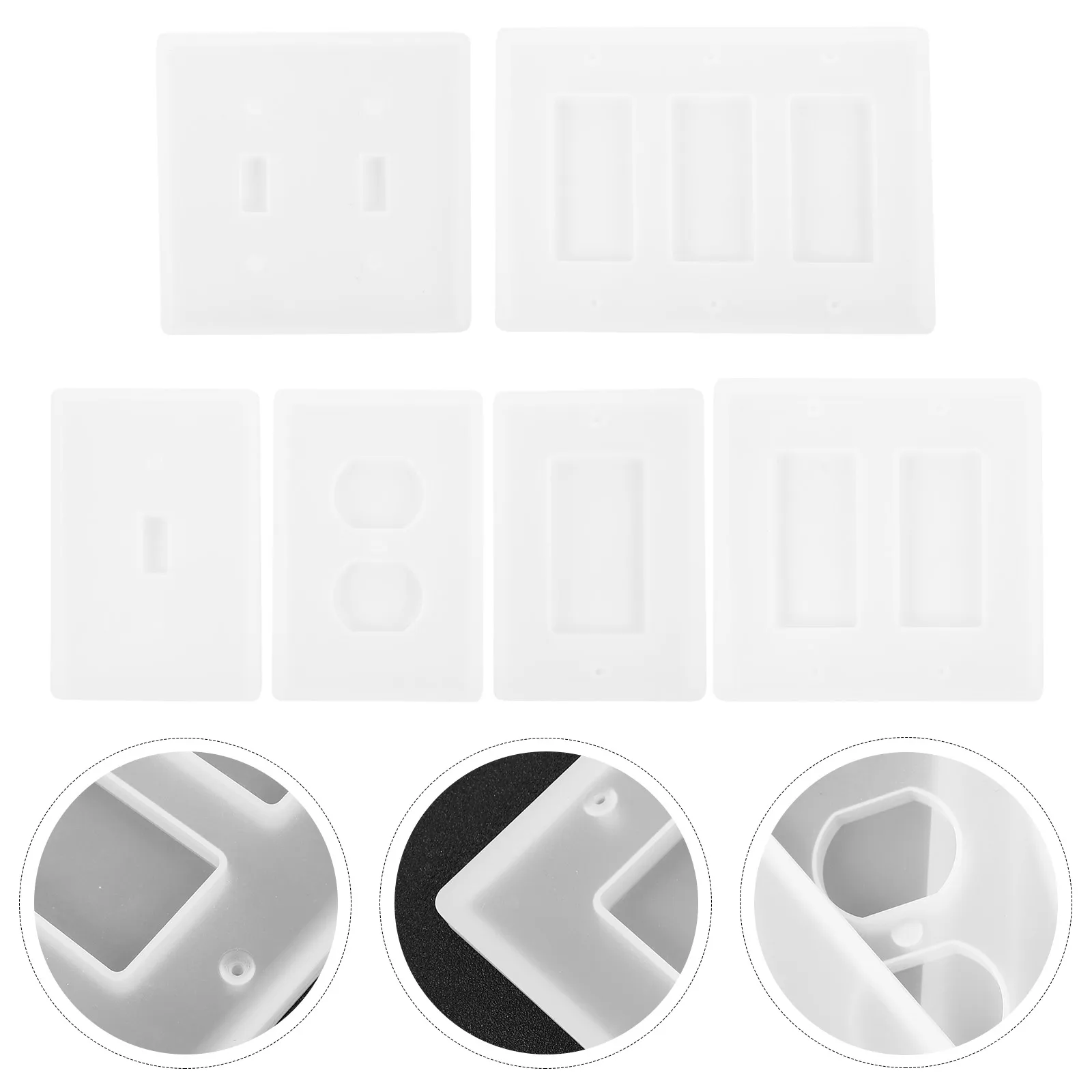 6pcs Socket Button Silicone DIY Epoxy Mold Double Colorful Switch Cover Mold Crystal Drop Resin Decoration Outlet Panel Light