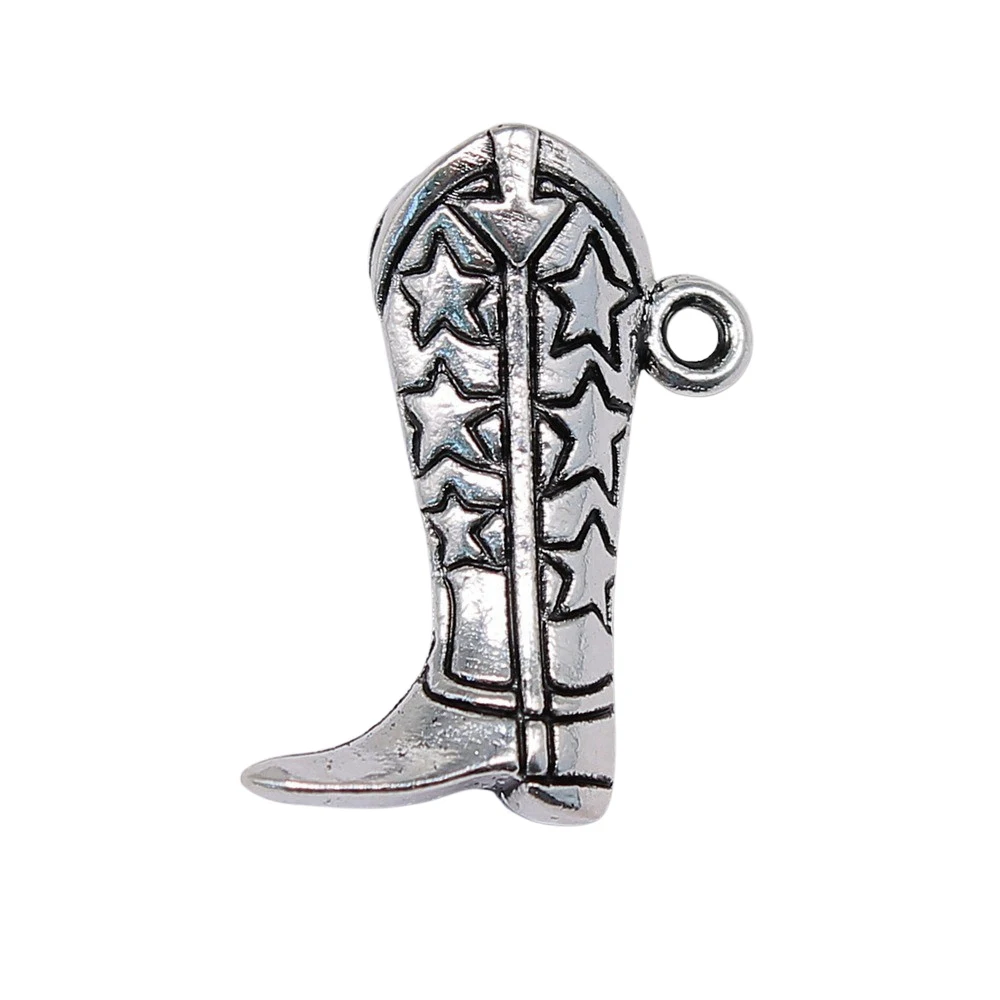 Accessories For Women 3D Cowboy Shoe Boots Charms Jewelry Making Supplies 26x20x8mm 3pcs