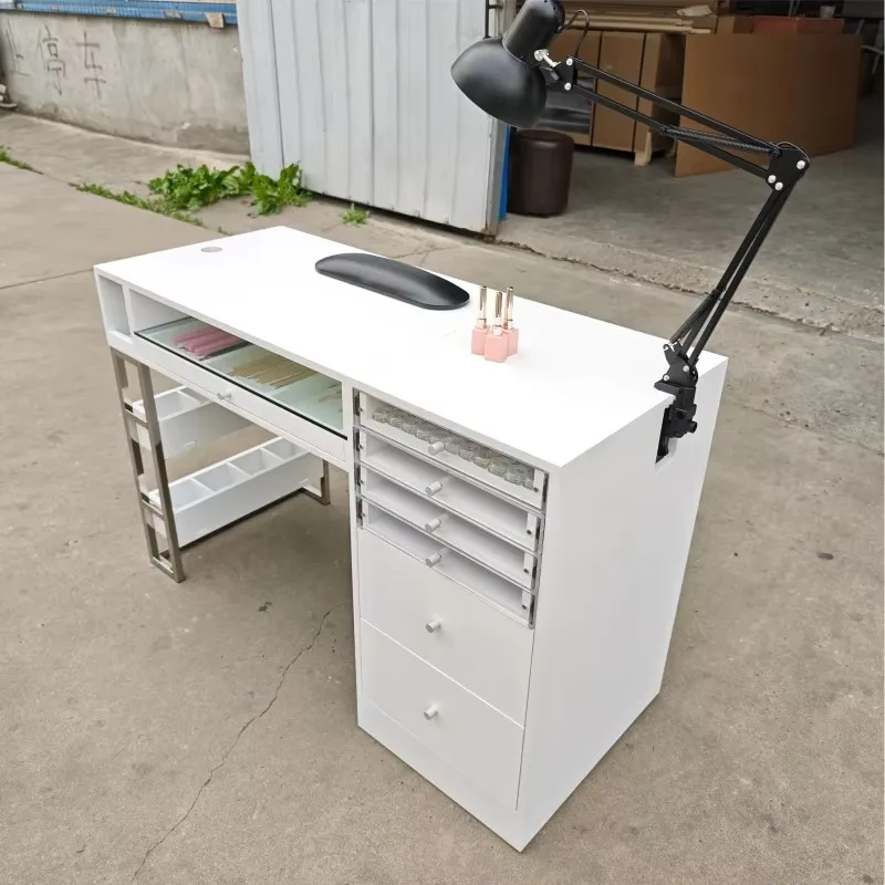 Baian Best-Selling Modern Double Nail Table with Dust Collector for Salon Use