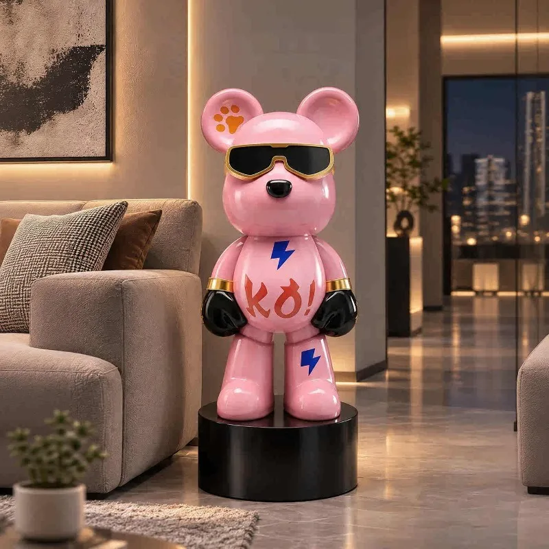 Home Decor Luxury Cartoon Bear Art Sculpture Decoration 70cm Living Room TV Cabinet Sofa Side Statue Floor Decorations Gift