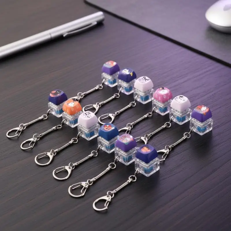 Halloween Keyboard Keycap Keychain, Mini Portable Fidget Finger Toy Pressable Mechanical Switch for Home Office Stress Relief