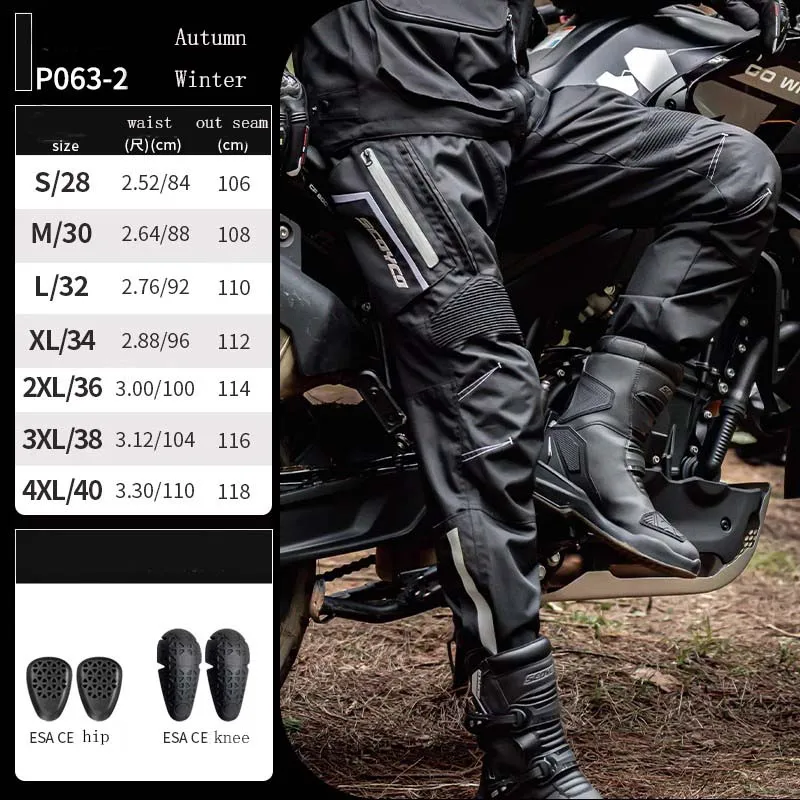 

Winter Men's Motorcycle Pants Waterproof SCOYCO Motocross Trousers ESA CE Moto Equipment Pants Detachable warm inner liner
