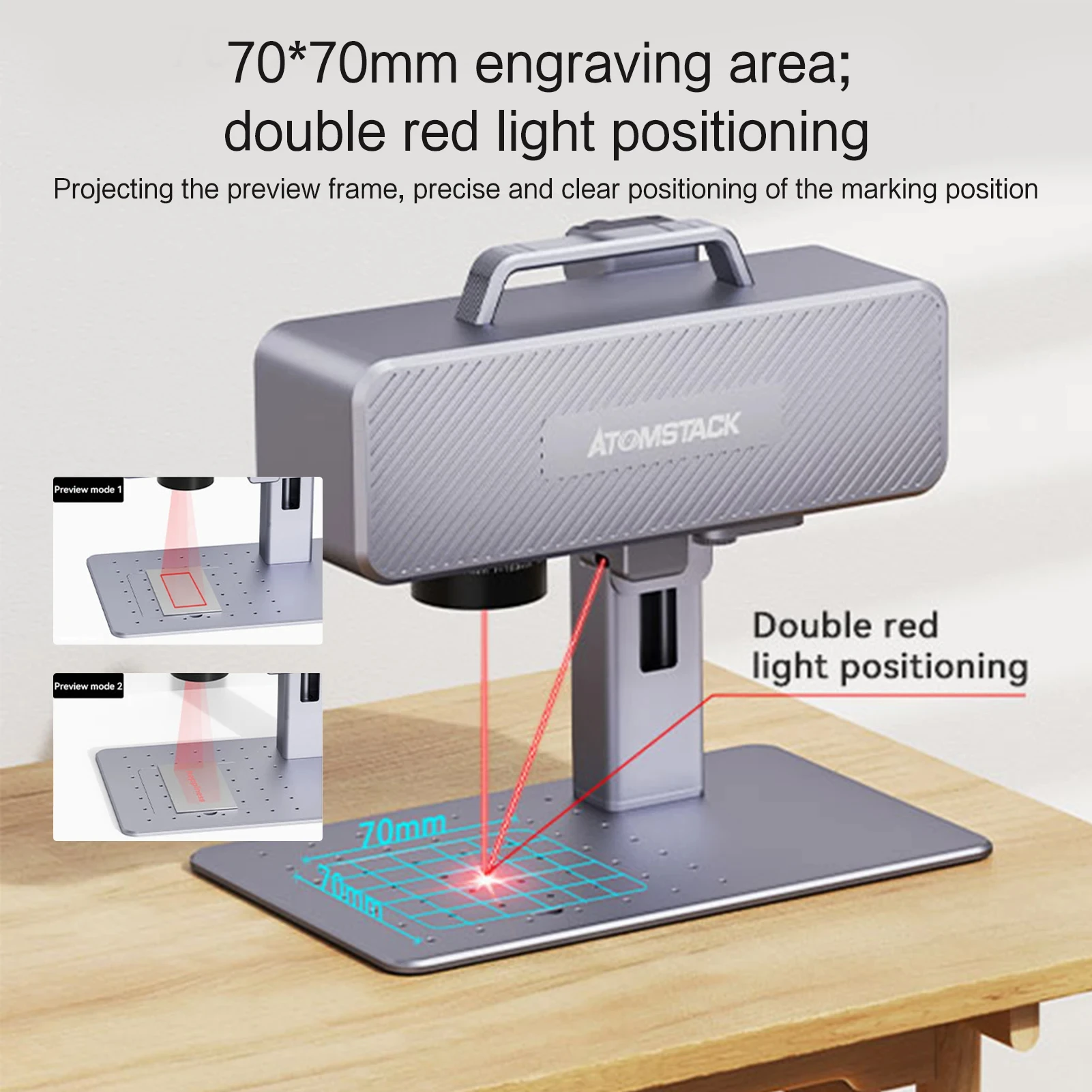 ATOMSTACK M4 Infrared Laser Engraver Portable DIY Fast Speed Desktop Infrared Marking Machine 70x70mm Area for All Metal Plastic