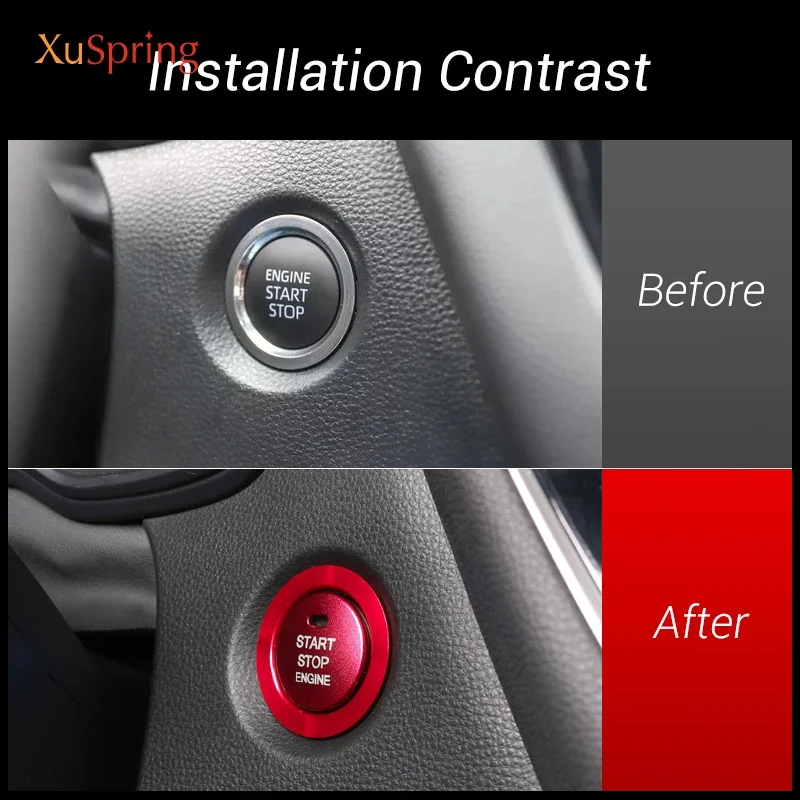 Car Engine Start Button Replace Key Cover Stop Accessories for Toyota Corolla 2018 2019 2020 2021 2022 2023 2024 E210 12th