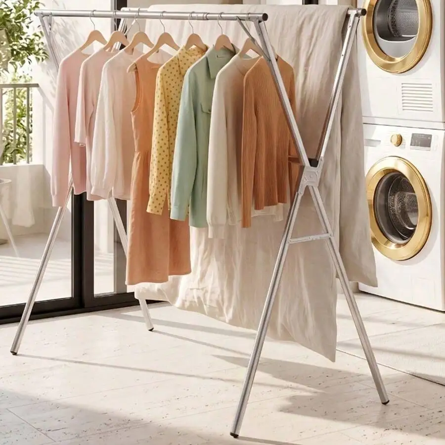 Foldable Clothes Drying Rack, Suitable For Indoor And Outdoor Use; Foldable Laundry Drying Rack With Adjustable Height; Durable