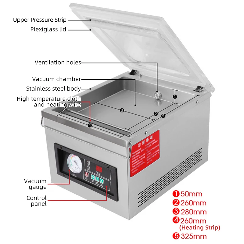 Dz-260a5 Easy Operate Desktop Portable Bean Sealer Pizza Multi-Function Electric Small Restaurant Shop Vacuum Packaging Machine