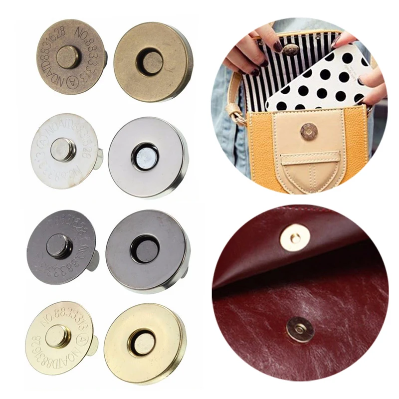 10Pcs 14/18MM Magnetic Snap Fasteners Clasps Buttons for Handbag Purse Wallet Craft Bags Parts Accessories