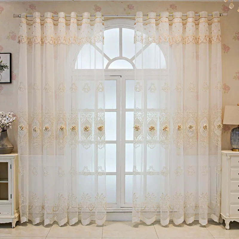 New Arrival French Palace Style Embossed Embroidery Curtain Luxury Royal Living Room Bedroom Sheer Voile Daylight Privacy Tulle