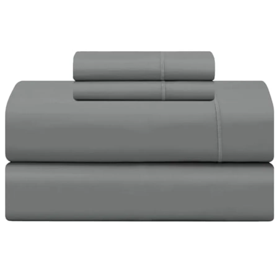 

Feather and Stitch 500 TC Size 4pc Damask Bed Sheet Set 100% Soft Cotton Breathable Bedsheets 18" Deep Pockets Sateen Weave Sol