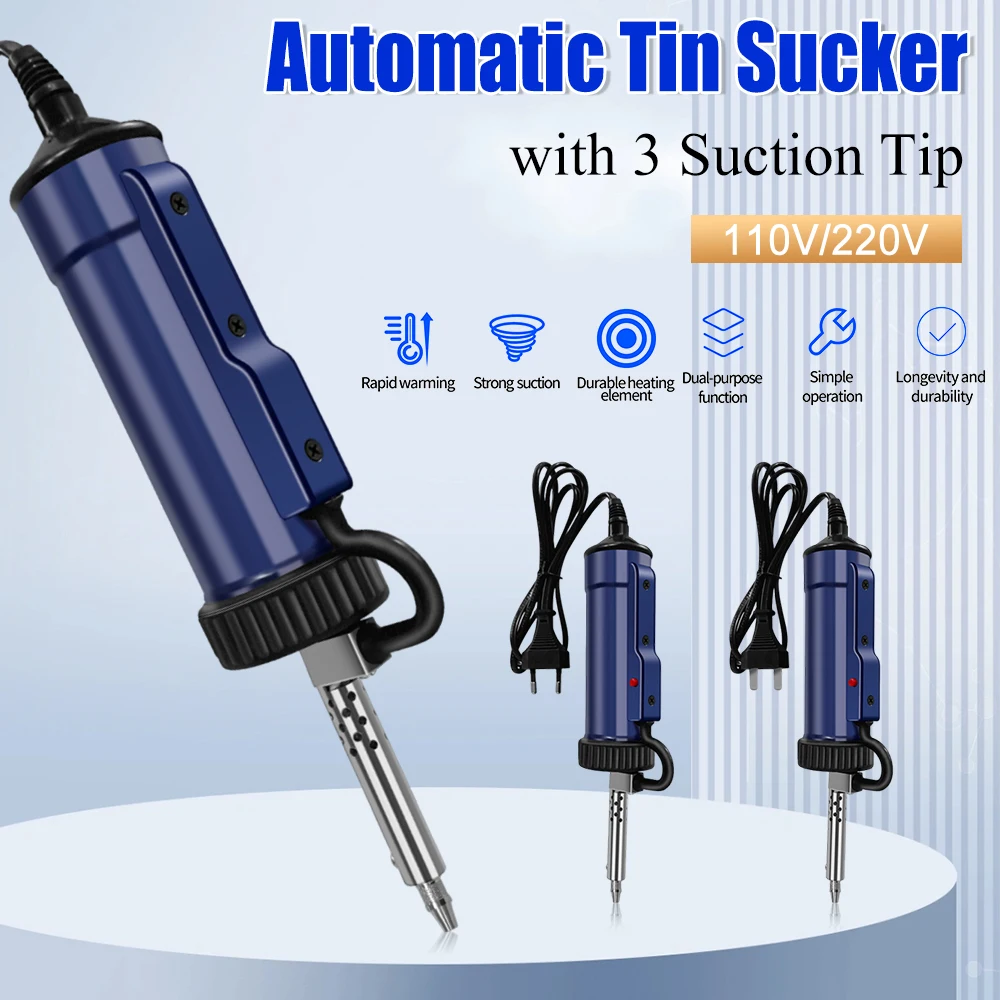 

Электрический паяльник-отсос BBT-580, 30 Вт, автоматический, портативный, с 3 насадками для удаления припоя и пайки