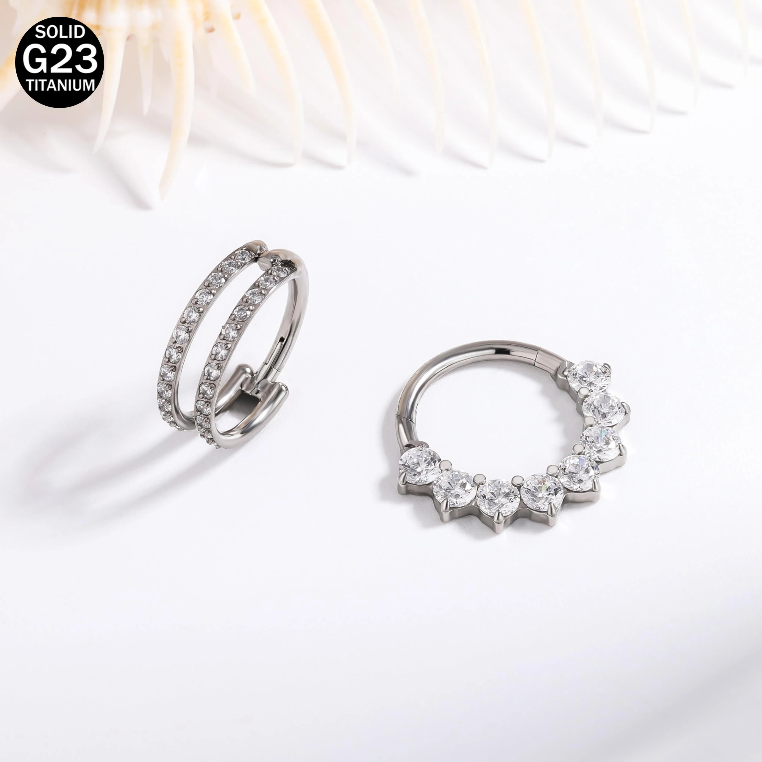 チタン合金軟骨リングイヤリング男女低感度16 Gシルバー/ゴ - Septum Clicker Ring のレビューと価格