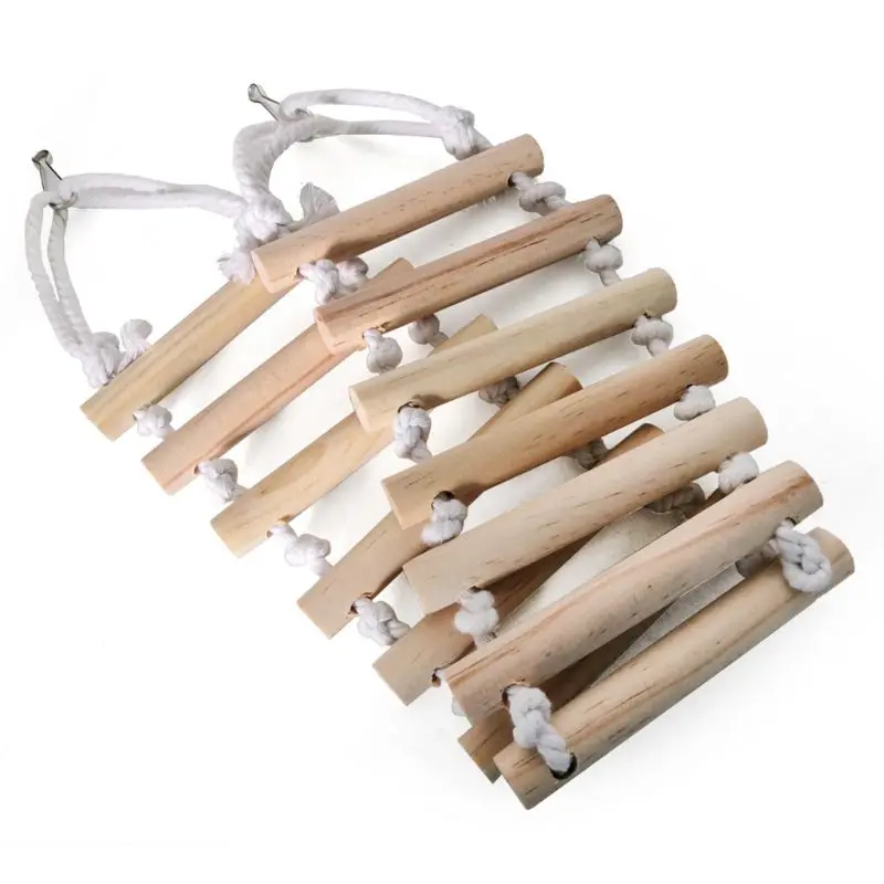 ของเล่นนก Swing Perch สำหรับนกแก้วขนาดกลางสะพานไม้ธรรมชาติ Parrot ปีนเชือกบันไดสำหรับ Budgies Lovebirds Dropship