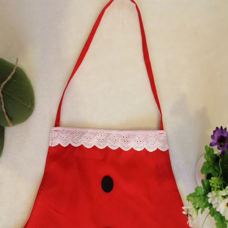 Red Merry Christmas Apron Christmas Apron and Hat Set for Women Girls Cake Kitchen Cook Apron for Mother\'s New Year Gift Unisex