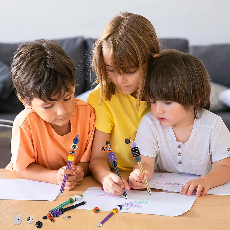 Canetas esferográficas de metal grânulo, tinta preta, presente para crianças, estudantes, escritório, material escolar, DIY, 40pcs