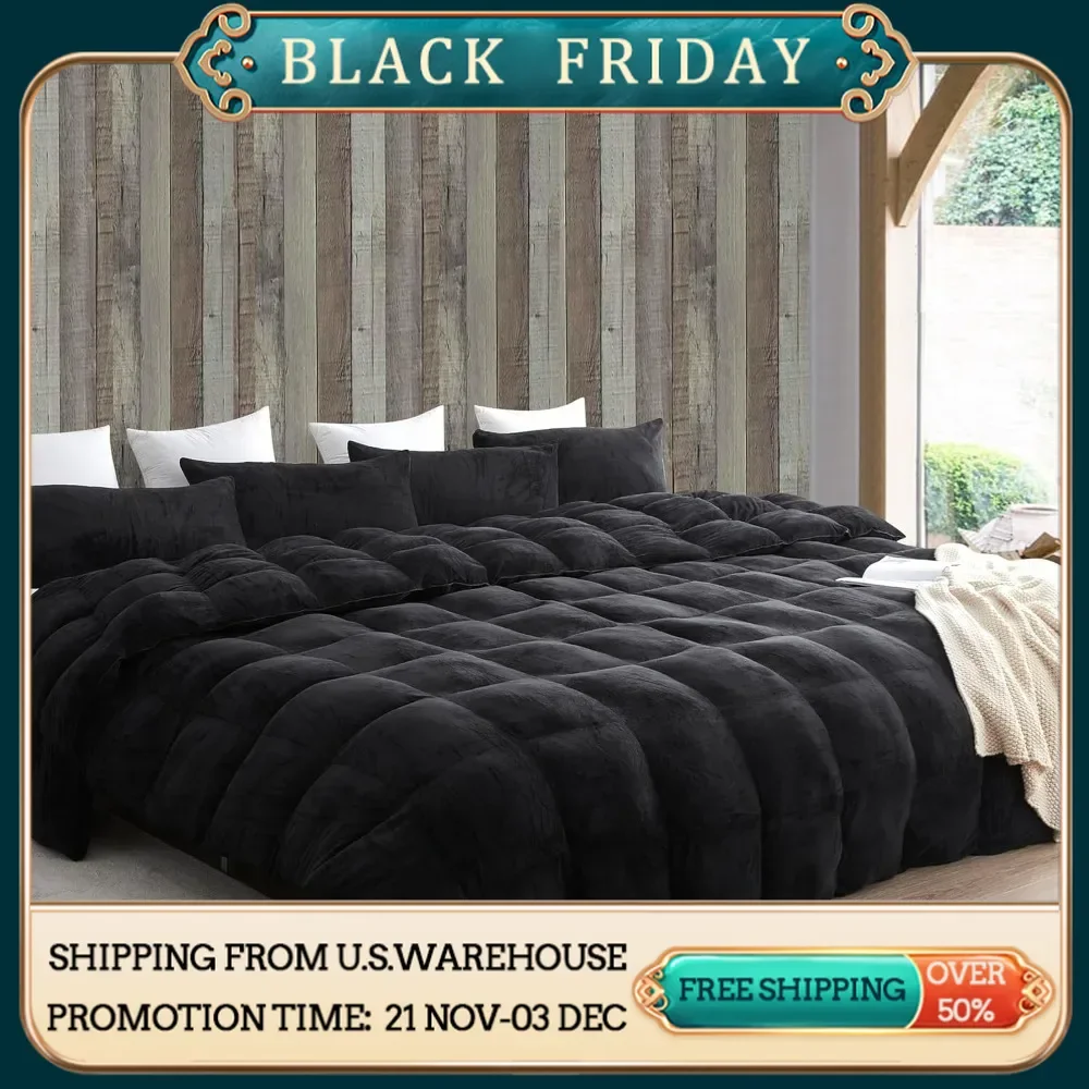 Comforter Set, Casual Bedding, Ultra Thick 1400GSM Fill Rate, Machine Washable - Gentle Cycle / Cold Wash, All Size, Black