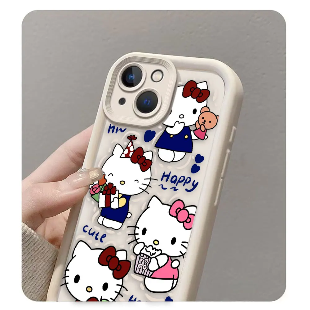 Nette Katze Hallo K-Kitty Telefon Fall Für MOTO G9 G22 G24 G32 G34 G35 G52 G53 G54 G60 G75 G84 G85 E22 E32 E40 EDGE 40 50 60E Fall