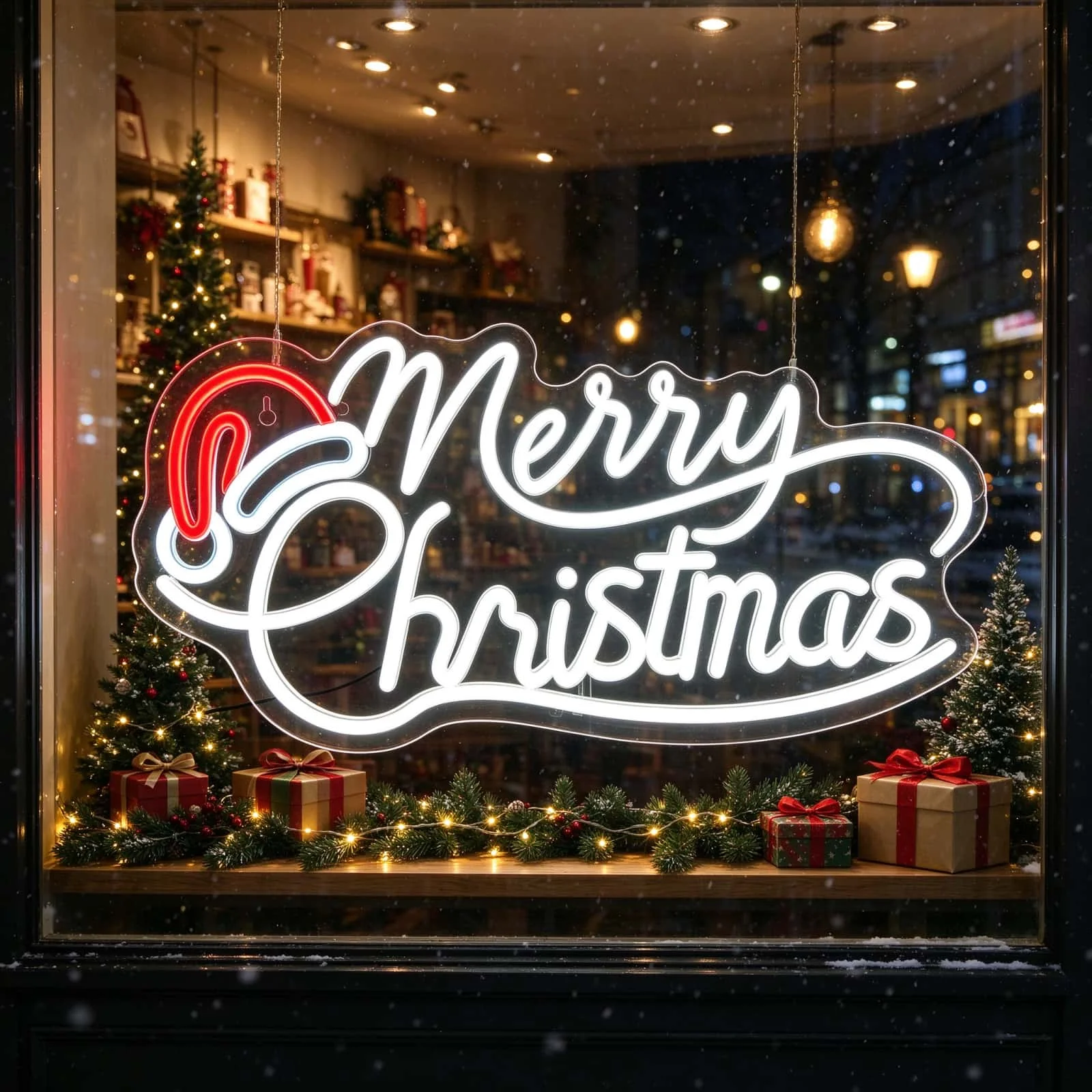 Merry Christmas Neon Sign LED Script Letter Light with Red Decor Christmas Decor for Home Shop Window Wall Xmas Party Decorations Gift