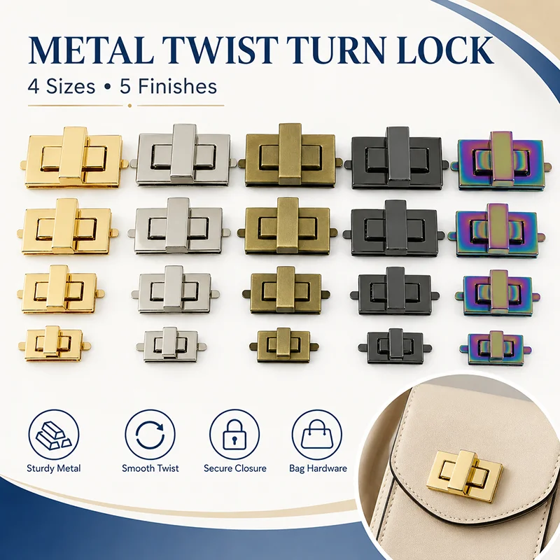 

3/4/5/10Pcs Metal Turn Twist Lock Clasp for Women Bag Handbag Closure Toggle Latch Buckle Screw Switch Repair Hardware Parts Set