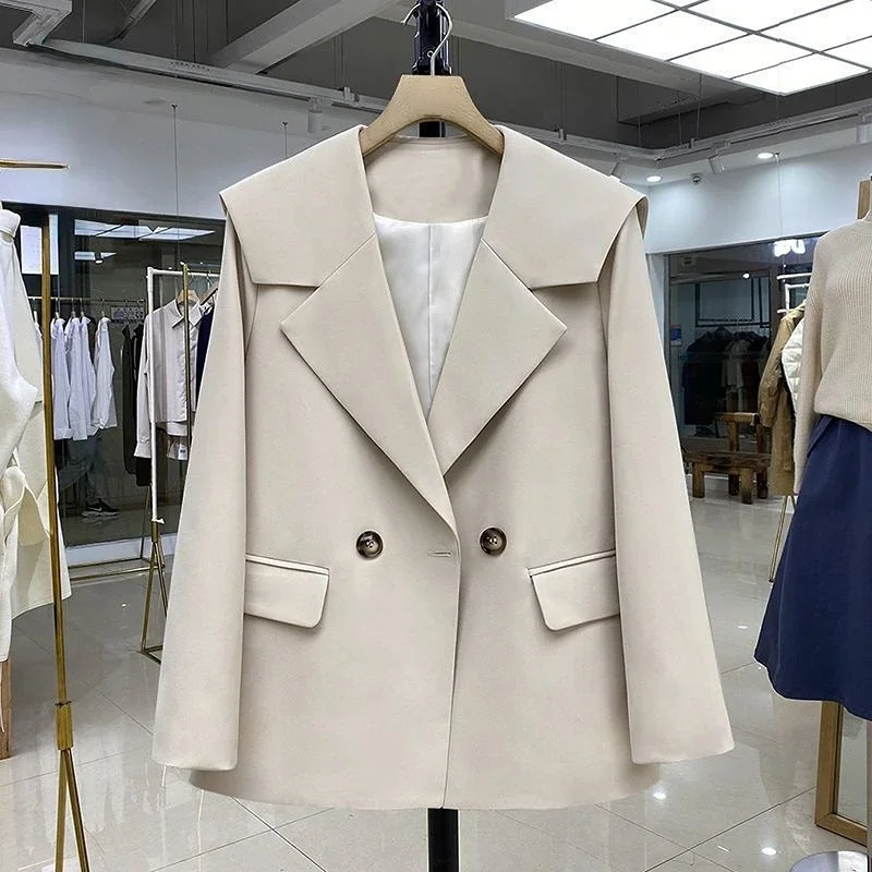 Blazers Women Baggy Designer Sailor Collar Ins Temper Personal Casual Office Ladies Korean Fashion Aesthetic Pure Clothes Simply