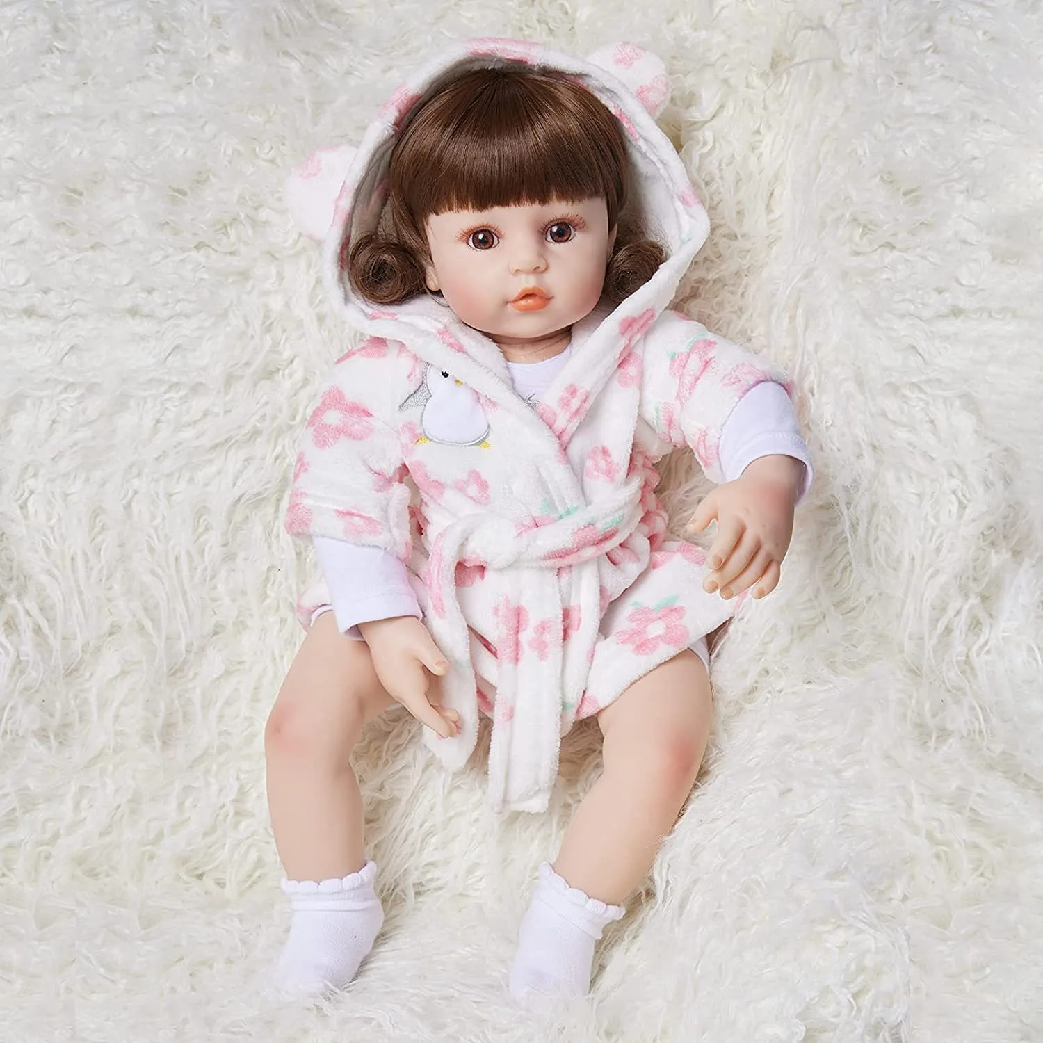 Muñeca Reborn de silicona suave de 22 pulgadas, pelo de Mohair implantado a mano, muñeca de piel pintada a mano, puede tumbarse ZH81012