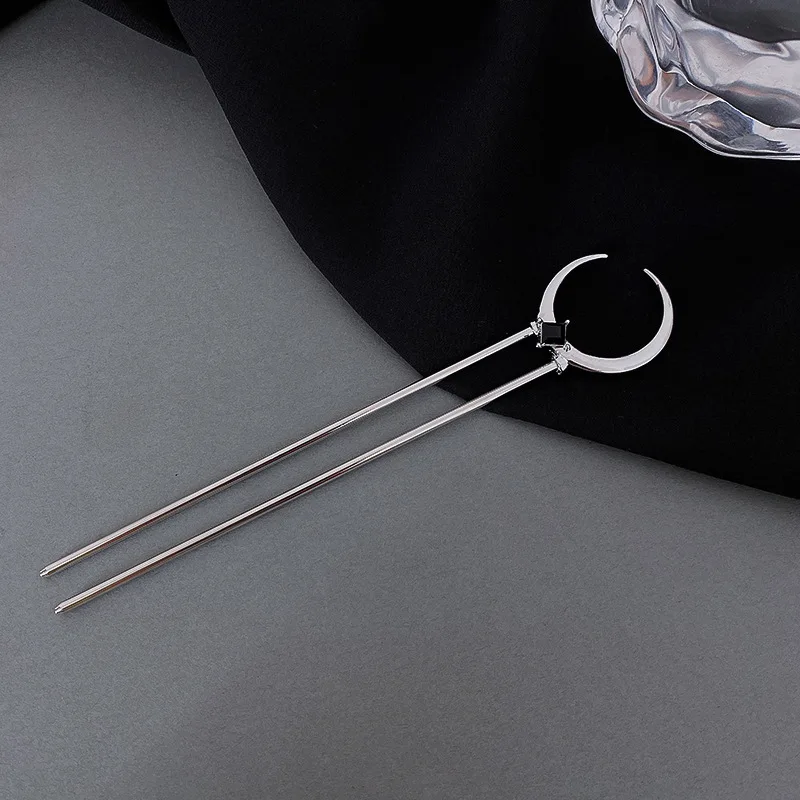 New Hairpin Hair Sticks Minimalist Black Moon Trendy Vintage Metal Hair Accessories Headwear Hairstyle for Women Jewelry H050