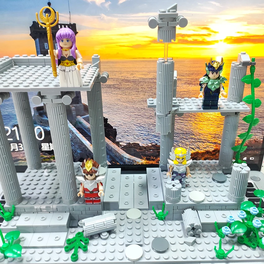 سانت سيا معبد أطلال النار ساعة المشهد مجموعة بنة زودياك الحمل ليو الدلو أثينا Shiryu ألعاب شخصيات الحركة الصغيرة #5