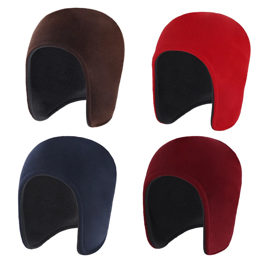 Windproof Cycling Hat Thermal Fleece Winter Cap Double Layer Thick Earmuffs Contrast Design Unisex for Cold Riding