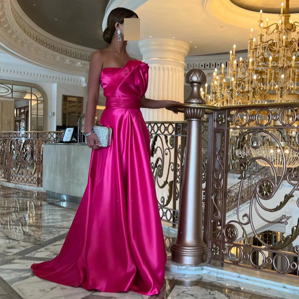 Robe de Soirée en Satin de Haute Qualité, Sans Bretelles, Ligne A, Plissée, Dos aux, Bal de Promo, pour Femme, Arabie Saoudite, 2024