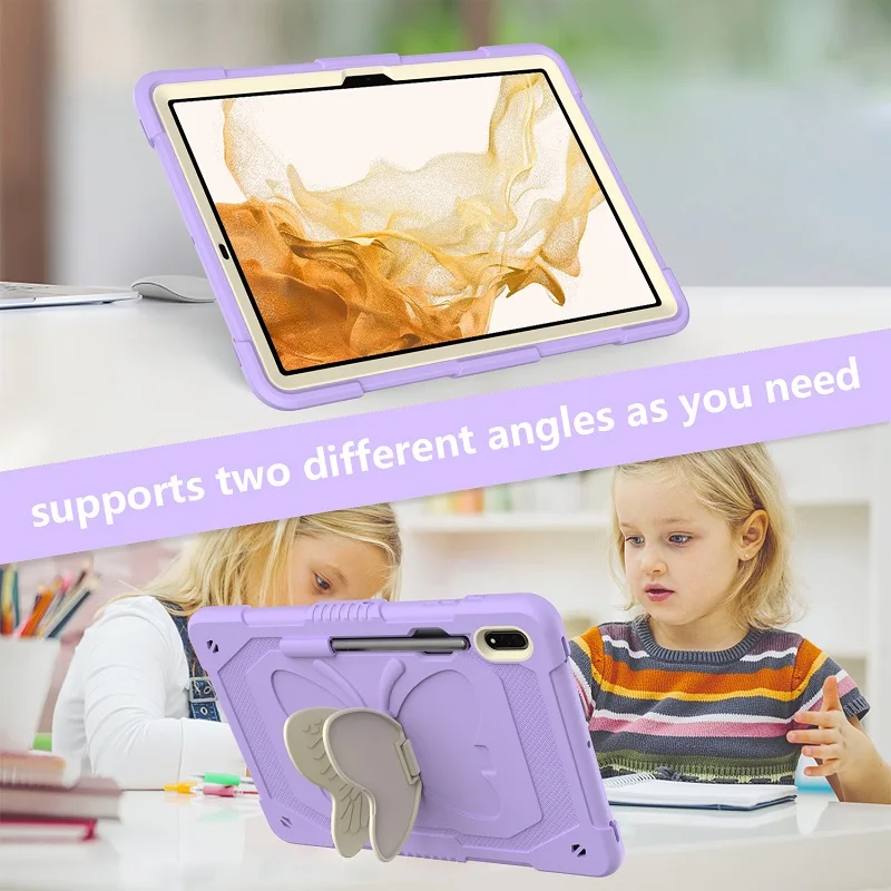 Butterfly Case For Samsung Galaxy Tab S9 11 S9 S8 Plus 12.4 SM-X810 S7 Plus FE SM-T970 F7 FE Kids Silicon Stand Cover Funda