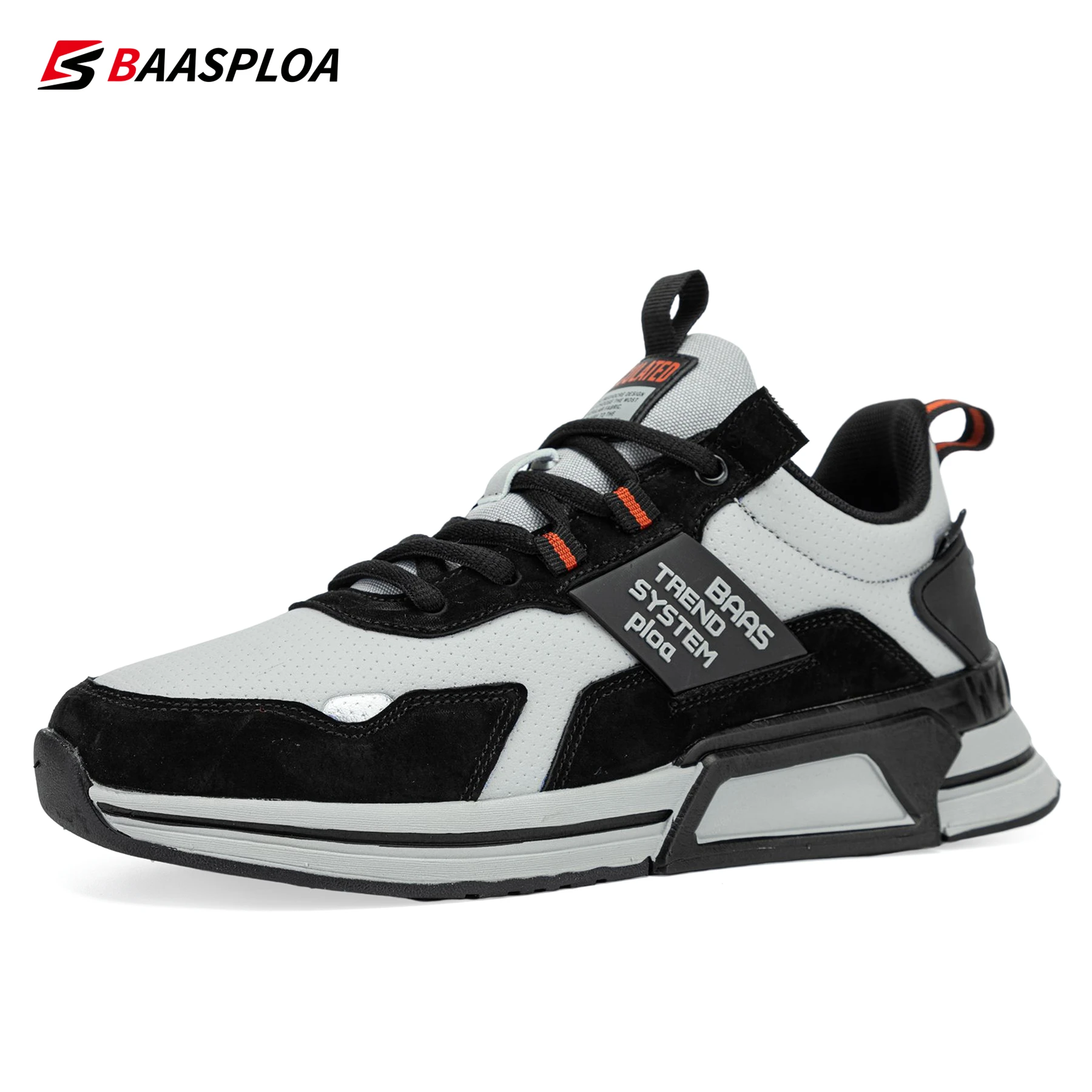 Baasploa Men Walking Shoe Waterproof Casual Leather Shoe Non-slip Outdoor Sneakers Male Wear-resistant Running Shoes 2023