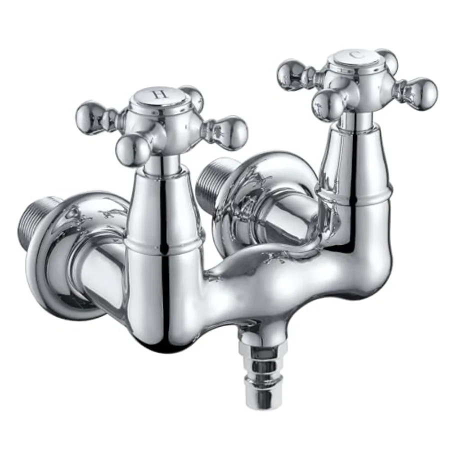 

Wall Mount Tub Faucet for Vintage Leg Tub Filler, Chrome, 3-3/8 Inch Center, High Flow