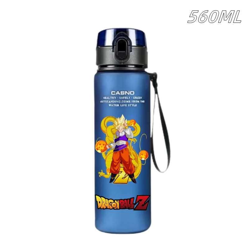 560Ml Dragon Ball Son Goku Krillin Piccolo Blauw Zwart Plastic Pcleak Proof Proof Outdoor Draagbare Reizen Sport Waterbeker