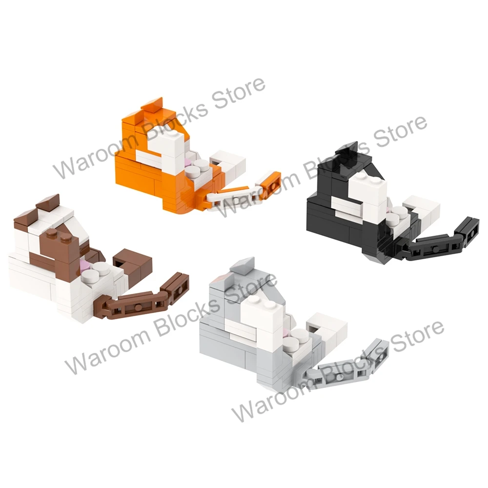 MOOXI MOC لطيف القطط الطوب مواء القط شجرة الحيوان مدينة أرقام الأثاث اللبنات الكبار مجموعة لعب للأطفال الأصدقاء هدية #3