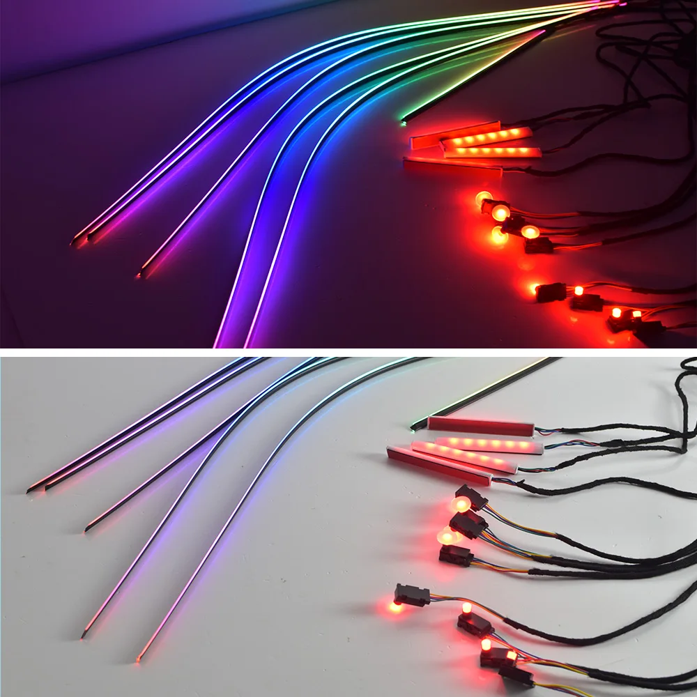 Factory Direct Ambient Led Light 18 in 1 Car Interior Light Remote Control Fiber Auto Foot Center Console Door Decorative Lights