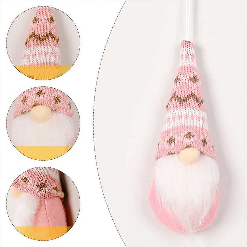 Christmas Tree Decorations Cartoon Santa Claus Old Man Knitted Plush Xmas Tree Hanging Pendant Ornament Happy New Year Gifts