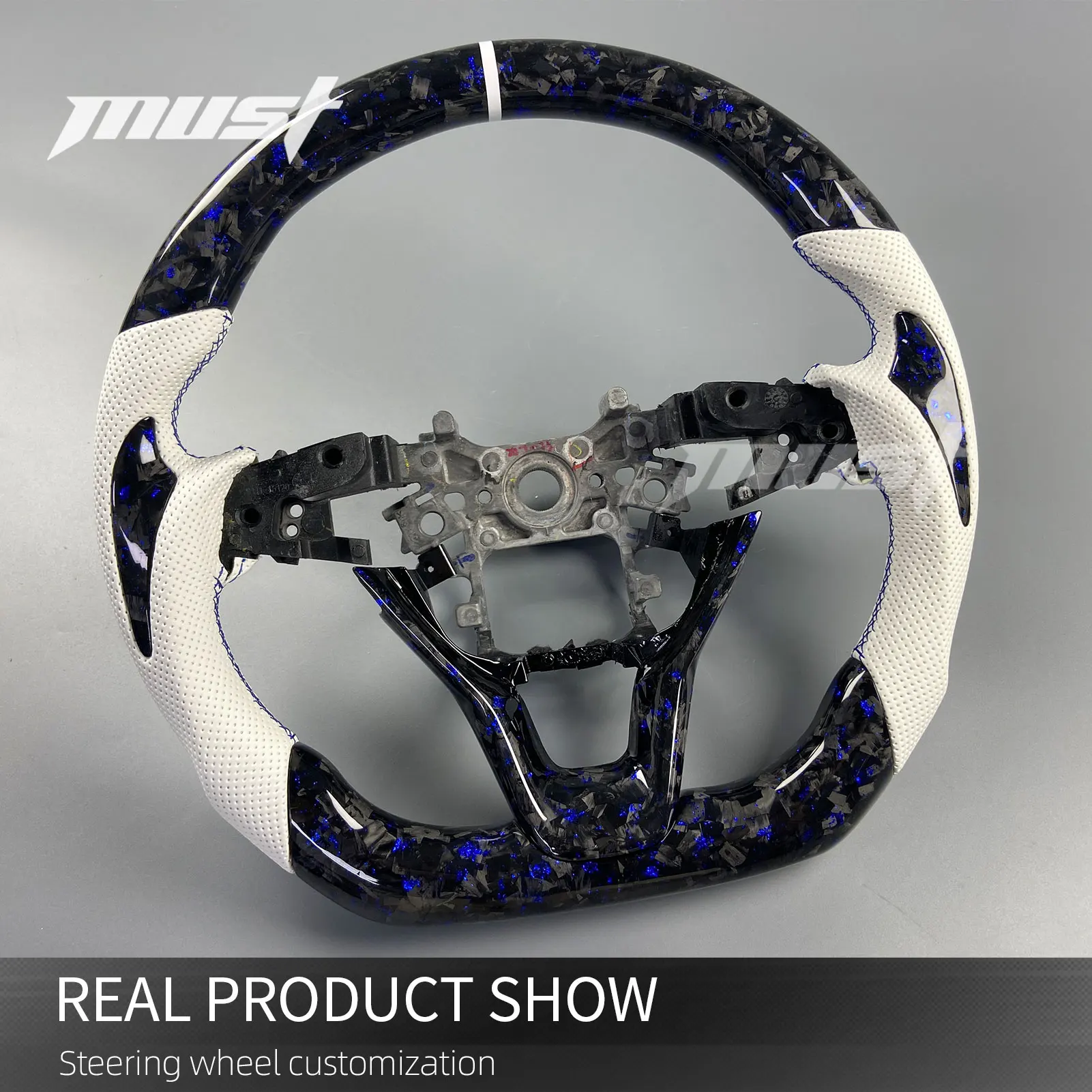 Custom Blue Flake Forged Carbon Fiber Steering Wheel for Honda 10th Generation Accord LX Sport SE EX-L Touring Odyssey 2018-2024