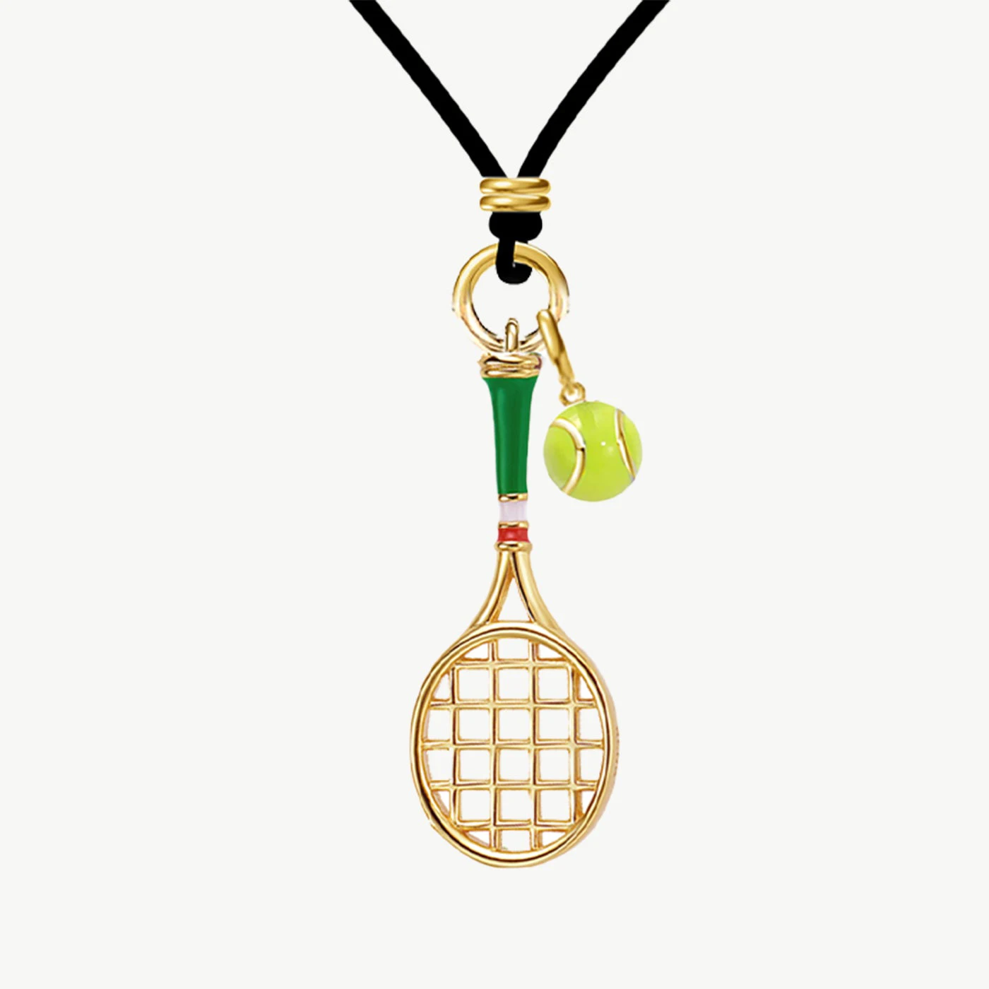 S925 sterling silver tennis racket pendant for men and women, black leather rope necklace, tennis enthusiast accessory