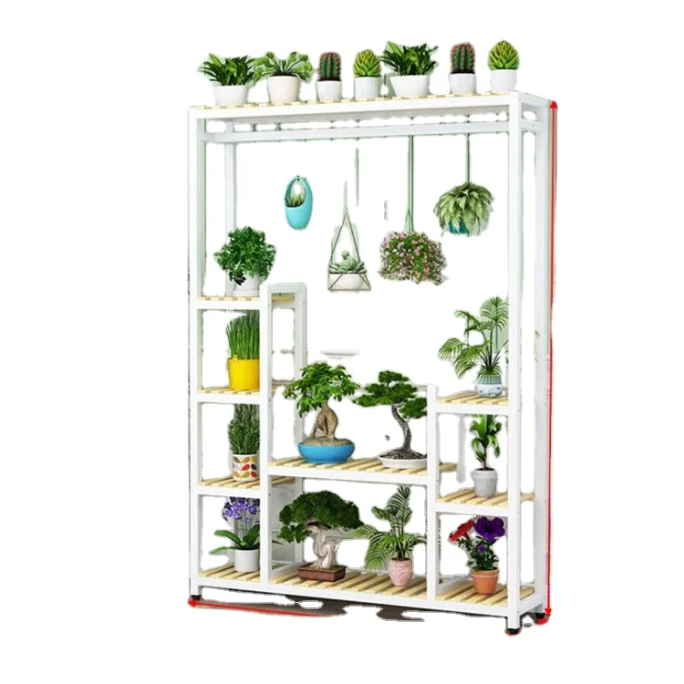

Hot Sale Bonsai Iron Frame Multi-Function Floor Balcony Fence Flower Stand
