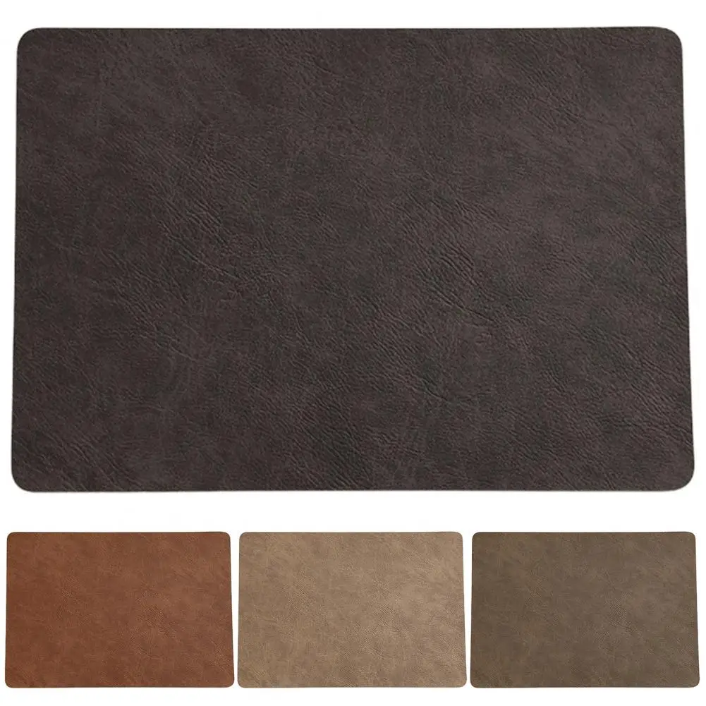 Placemat Faux Leather Soft Touch Easy To Clean Heat-Insulated Plate Bowl Pad Coffee Brown Waterproof Oilproof Table Decoration