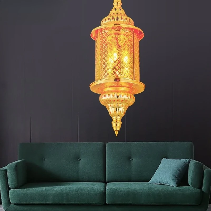 Southeast Asia Retro Wrought Iron LED Pendant Lamp Designer Hollow Out Shade Hall Restaurant Hotel Villa Home Accessories Lights