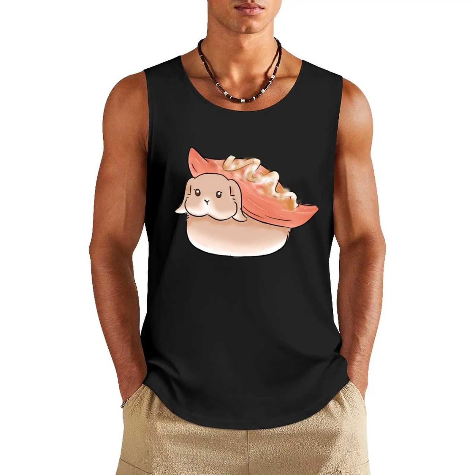 

Salmon Aburi Rabbit Tank Top sleeveless t-shirts for men t-shirt for man t-shirts man gym for men